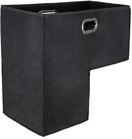 Cesta organizadora plegable en forma de L, cesta de escalera en forma de L, organizador de almacenamiento de escalera, con asas, cesta de almacenamiento de fieltro para juguetes, libros y ropa