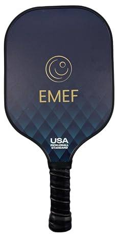 EMEF Pickleball Paddle Racket– Carbon Fibre Face, 16mm Honeycomb Core, USAP Standard – Choose: Paddle or Set with Bag & Balls – Beginner to Intermediate (Diamond Blue - Single, 1)