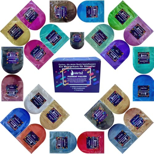 AArtsZ Epoxidharz Farbe Zweifarbige Mica Pulver, 25x10g Set, Pigmentpulver | Perlglanz Farbpigmente Metallischer Powder für Schmuckherstellung Nagellack Seifenfarbe Schleim Kerzenherstellung Badebomben