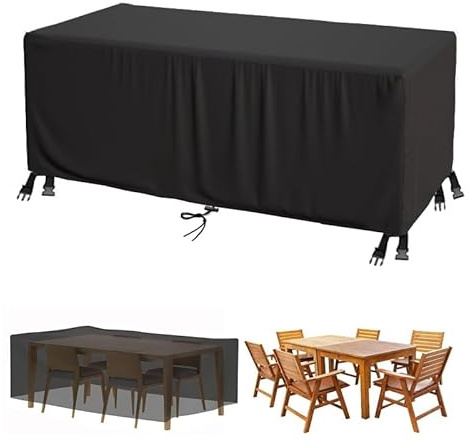 AOFOAE Housse De Protection pour Table De Jardin Et Chaises De Jardin,Bache De Protection Table De Jardin 270 L x270 l x120 H cm Housses pour Tables De Jardin,Coupe-Vent, Anti-UV