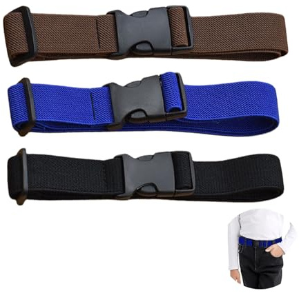 PLATEYTR Cintura elastica bambini regolabile 3 pezzi – Cintura per bambini 2-12 anni con fibbia in plastica – Blu Nero Marrone – Cintura per pantaloni scuola tempo libero unisex
