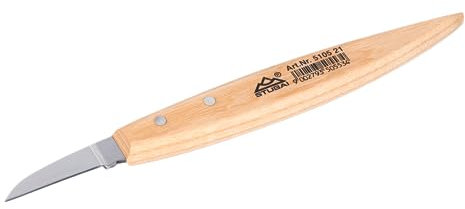 STUBAI Kerbschnitzmesser gerade 50 mm, extra scharf | vorgeschliffen |Schneidwinkel zwischen 20-30 Grad, ergonomischer Holzgriff | Profi‑Schnitzmesser | Made in Austria | Art.-Nr. 510521