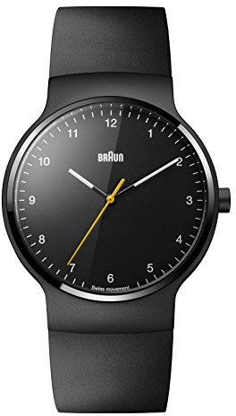 Braun Unisex-Armbanduhr BRAUN CLASSIC PRESTRIGE SLIM WATCH Analog Quarz Kautschuk BN0221BKBKG