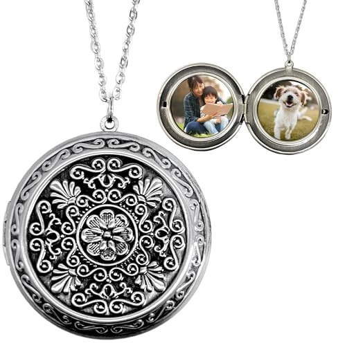 ALHAMBRA XL Fotomedaillon Kette mit Fotoservice | 70cm | Made in Berlin | Exklusive Schmuckschachtel Geschenkverpackung | Wunschbild | Tolle Geschenkidee | Vintage Stil