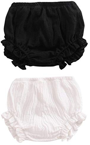 AYIYO Windelhose für Neugeborene, Unisex, aus Leinen, 2 Stück Gr. 80, schwarz/weiß