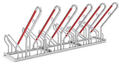 BRB Fahrrad-Bügelparker mit Sicherheitslehne, Einstellplatz für 6 Fahrräder, feuerverzinkt