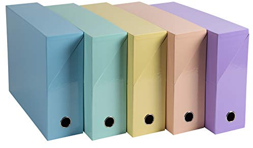 Exacompta - Ref 89560E - Aquarel Collection - Transfer Box File, 25.5x34cm for A4+ sized documents , 90mm Spine, Made up to 800 sheets, Glossy Pastel Colours, Pack of 1, Assorted