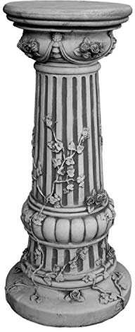 gartendekoparadies.de Säule im Jugendstil, Steinsockel aus Steinguss, H. 78 cm, Stellfläche Ø 35 cm, 65 kg, Grau, Frostsicher für Außenbereich