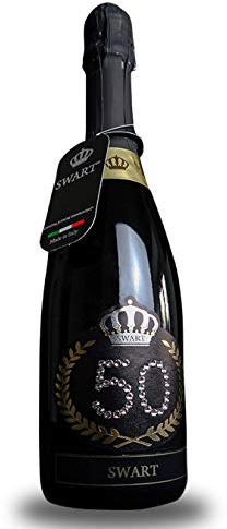 Swart - Idea regalo per compleanno 50 anni - Bottiglia Tanti Auguri da 0,75L - Etichetta personalizzata con autentici cristalli - spumante Italiano di alta qualità