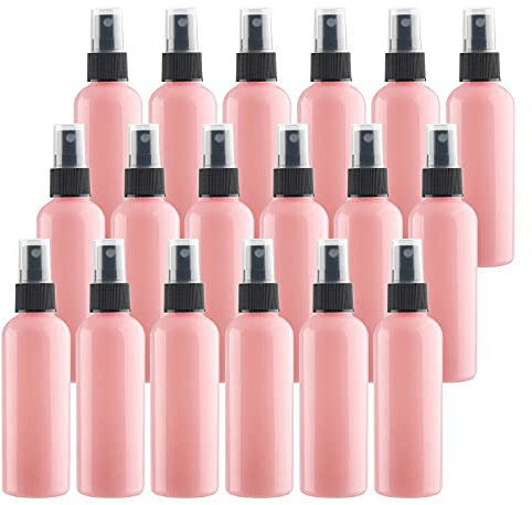 TIANZD 50 Pieces Empty 100 ml Pink PET Plastic Fine Mist Pump Spray Bottles with Black Top Portable Sprayer for Perfume Water Cosmetic Travel Containers Refillable, 2x Funnel
