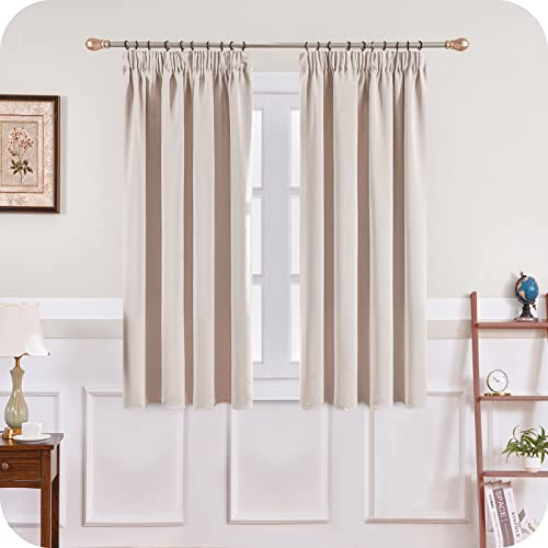 MRTREES Cortinas Opacas Blackout Fruncidas Modernas para Dormitorio Habitacion Juveniles Tela Gruesa Suave 2 Unidades 117 x 167 cm Beige