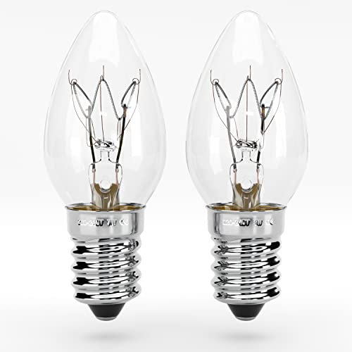 2x E14 7W Glühbirne - Ersatz für Salzlampe, Salzkristalllampe, Orientierungslicht, Nähmaschine, Vitrine - E14 Kerze mit 40 Lumen - Kerzenlampen Leuchtmittel Lightbulb