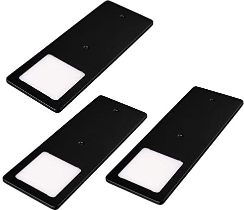 kalb | LED sous Le comptoir Noir 5W- Lampe de Cuisine très Plat Spot encastrable, sélection:3 Set Blanc Chaud