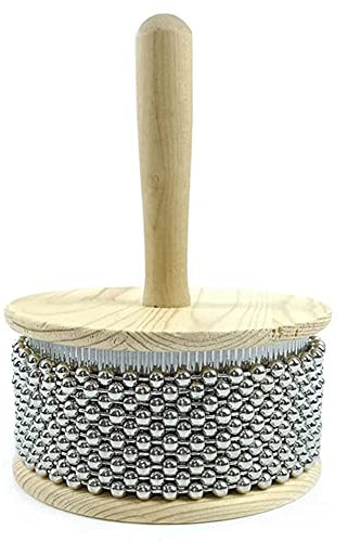 Evzvwruak 1 Stück Hölzernes Hand-Cabasa-Handvibrator-Schlaginstrument 5,1 mit Metallperlen