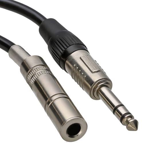 kenable 6.35mm Stereo Jack Extension Cable TRS Male to Female Audio Lead Pure Copper 2m Black