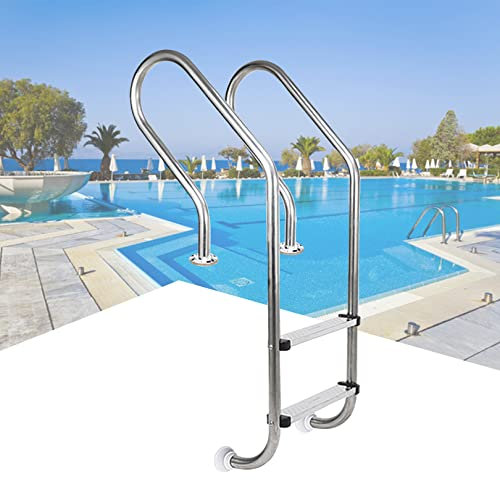 IBOWZ Barandilla Acceso Piscina Escalera de peldaños para Piscina de 2 peldaños de Alta Resistencia con Patas de fácil Montaje,Escalera de Piscina de Acero Inoxidable Antideslizante Capacidad de p