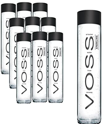 VOSS Sparkling Water From Norway Naturally Pure For A Crisp, Refreshing Taste, 375 Ml Glass Bottled Water 12.7 Fl Oz (Pack Of 9)