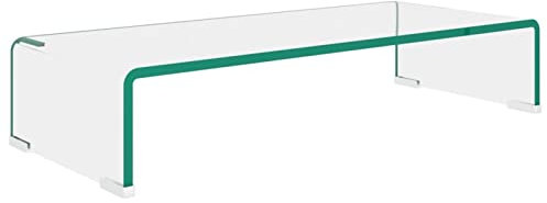 Gecheer TV-bord skärmhöjning monitor glasfäste fäste bildskärmshöjning TV piedestal bildskärmfäste upphöjning glas transparent 60 x 25 x 11 cm