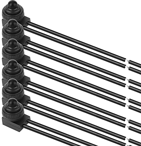 GUUZI 6Pcs 12V-24VDC 110-220VAC Interruttore a Pulsante Impermeabile, Interruttore a Pulsante Autobloccante per Illuminazione Esterna, Nero