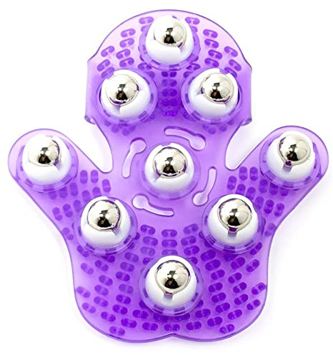 Roysmart Palm Shaped Masajeador corporal con rodillo de 9 grados de 360 grados, bola de metal para aliviar el estrés, masajeador (morado)