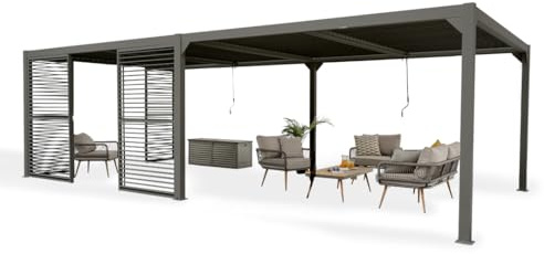Grindi - Garten Pavillon Terrassendach mit aufklappbarem Dach - Kea IV 6x4m - Pavillon 6x4 wasserdicht stabil Winterfest - Gartenpavillon - Terrassendach - Gazebo - Anbau pavillon - Pergola Metall