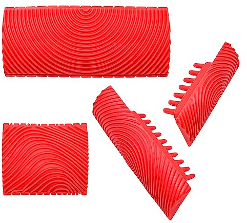 CENPEK 4Pcs Outil De Grain De Bois Outil De Peinture en Caoutchouc Rouge pour DIY Peinture Effet Bois