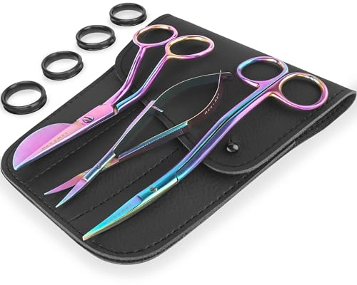 Stickscheren-Set mit Applikation, Entenschnabel, Nadelspitze, Regenbogen | Maschinenstickerei, Nähen und Quilten – Präzisionsschneiden für Stoff und Faden, Edelstahlscheren