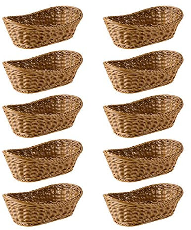 IGUATU Lot de 10 paniers à pain ovales en osier tissé 25,4 cm pour aliments, fruits, cosmétiques, table et salle de bain