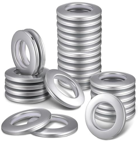 32 Piezas Anillas para Ojales de Cortina, Ojales para Cortinas, Anillos de Cortina Ojales de Tela, Anillos de Cortina Plateados, para Cortinas de Ventana, Cortinas de Ducha