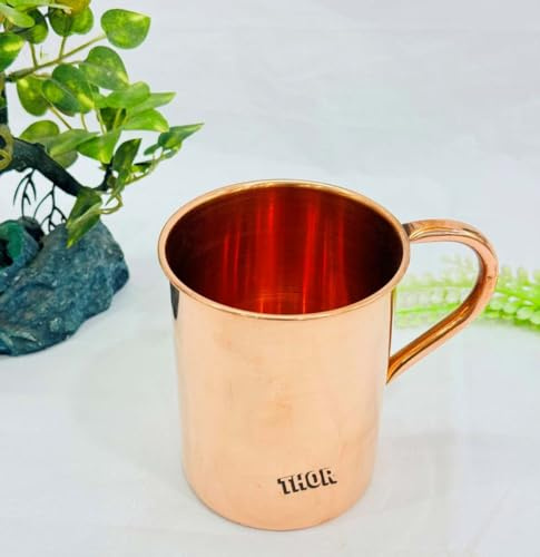 THOR INSTRUMENTS Moscow Mule Mugs Large Size Hammered Cups Stainless Steel Lining Pure Copper Plating Gold Handles 3 inches Diameter x 4 inches Tall