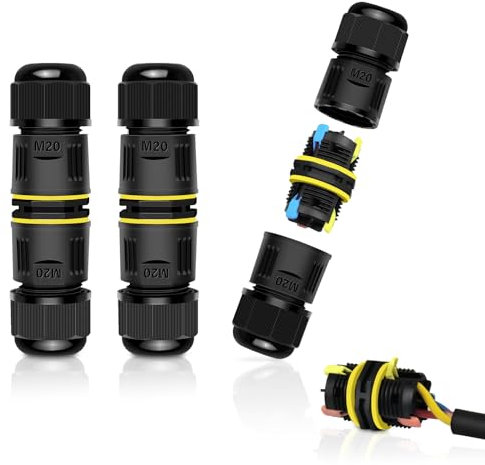 Junction Box Outdoor Waterproof Electrical Cable Connector,NineLeaf 3PK 3-PIN M20 Extension Electrical Cable Protector for Cable Diameter Ø5-12mm,for Outdoor Road Landscape Lights,External Cord Boxes