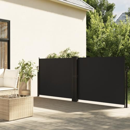 Gecheer Seitenmarkise Ausziehbar Markise Klemmmarkise,Garten-Sichtschutz Sonnenschutz Balkonmarkise Standmarkise Gartenmarkise Terrassenmarkise Gelenkarmmarkise Sonnenmarkise Schwarz 140x600 cm