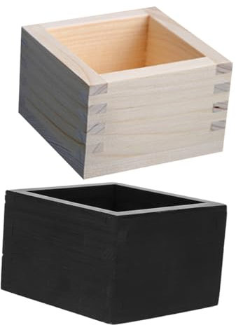 PHENOFICE 2pezzi Contenitori Porta Tazze Sake in Legno Stile Giapponese Scatola Quadrata Elegante e Portatile per Uso Domestico Aperto Regalo Pratico e Raffinato