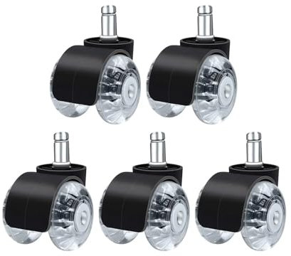 UNPGATUB 5 Schreibtischstuhlrollen, Bürostuhlrollen, Durchmesser 50 mm, Hartbodenrollen, Doppelrad-Design, Drehstuhlrollen for Büroschreibtische(10mm)