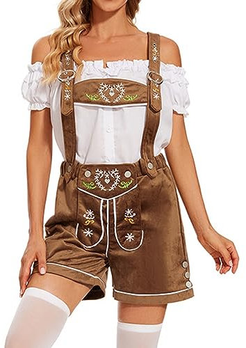 Lederhose Herren Tracht Trachtenlederhosen Damen Kurz Kurze Trachtenhose für Oktoberfest Trachten Lederhosen Trachtengürtel Kurze Leder Hose Gürtel Trachtenmode Große Größen Bayerische Schwarz Braun