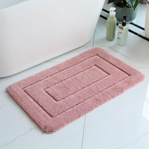 champracer Badezimmerteppich Wasserabsorbierend Badematte Badezimmerteppich Rutschfes, Weicher Maschinenwaschbar Badvorleger Für Dusche, Badewanne und Toilette Grau 40 x 60 cm (Gummi Rosa,40x60 cm)