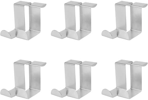 Xptieeck 12PC Hintertuer Haken Edelstahl Kuechenschrank Kleiderbuegel Home Storage Hanger Organizer Haken Fuer Haengende Silber Haken