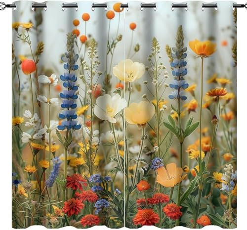 3D Bunte Pflanzen Und Blumen Gardinen Mit Ösen 2Er Set Romantisch Vorhänge Blickdicht Mikrofaser Vorhang Ösenschal Verdunkelungs Kälteschutz Für Kinderzimmer Junge Mädchen 140 (B) X 160 9426351774147