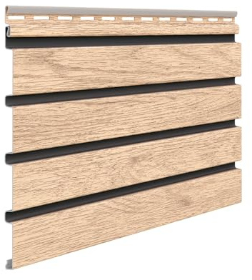 Vilo Kunststoffpaneele FRONTO Fassaden- und Deckenpaneele 295x28,3cm, Helle Eiche, wasserfest, UV- und stoßbeständig, einfache Klick-Montage, wartungsfrei, für Wand, Decke, Dachuntersicht, 10 Stück
