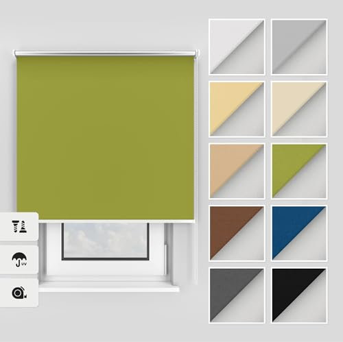 Estika Thermo rollos mit Bohren 105x150 cm Farbe: Grün, Verdunklungsrollo Deckenmontage und Wandmontage, Thermorollo hitzeschutz, Jalousien Fenster