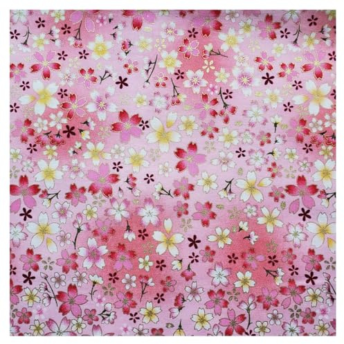 BrightGlow Tissu au mètre - Tissu en coton de style japonais avec fleurs - Tissu à coudre - Twill imprimé - Tissu décoratif - Tissu pour costumes - Fleurs imprimées - Tissu pour DIY - Couture faite