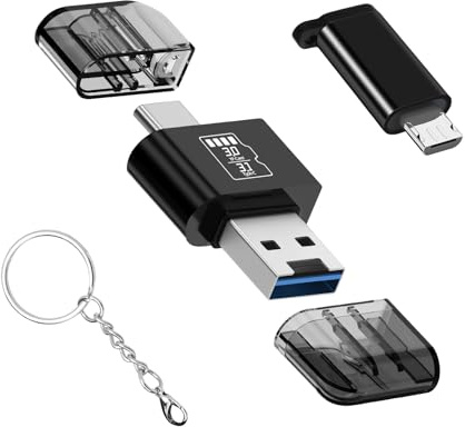 leizhan Lettore di Schede USB 3.1, Typ-C & Micro 3 in 1 Lettore Micro SD Card Adattatore OTG per TF/SDXC/SDHC/Micro SDXC/Micro SD Lettore di Schede Nascoste