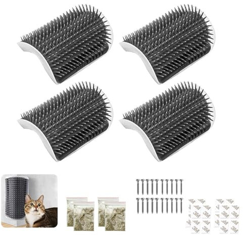 4 Stück Katze Selbst Groomer Set, Katzenbürste Wand Ecke, Massage Ecke Katze Pet, Wand Ecke Katzenbürste, Katzenbürste Wand Ecke, Zum Reiben Und Massieren Von Katzen, Katzengummis