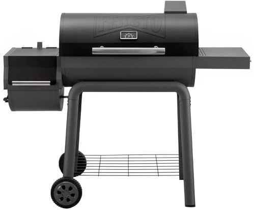 Feasto BBQ Holzkohlegrill mit Offset Smoker Grill und Beistelltisch, 30 Zoll Heavy Duty Outdoor BBQ Grill mit 815 Sq In Garraum für Outdoor Barbecue in Hinterhof, Terrasse und Partys, Schwarz | Beistelltisch & 831 m² In Cooking Space, Outdoor BBQ Grill für Outdoor Barbecue in Hinterhof, Terrasse und Partys, Schwarz