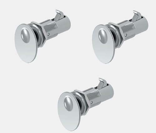 Haasweller 3X Fast & Easy Camper Verschluss Möbelschloss Push Lock Metall Chrom für 1-23mm Wandstärke