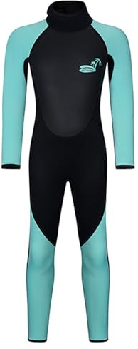 Yruioon Barndräkt pojkar flickor 3 mm neopren termisk baddräkt ett stycke badmode surfing snorkel dykdräkt ljusgrön 140-146