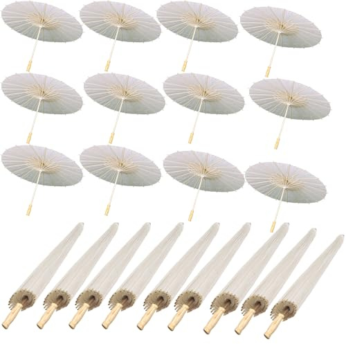 40 Pack White 23.6 Inch Paper Parasols for Wedding Decor - Chinese Japanese Oiled Paper Umbrellas for DIY Painting, Bridal Shower, Party Decor & Photography Props