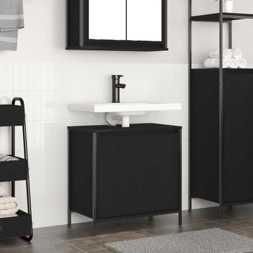 WSJHUHK Meubles, armoires et rangement, unités de lavabo, unités de salle de bain, lavabo de salle de bain, noir 60 x 34,5 x 60 cm