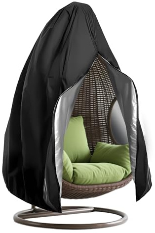 VELLUSTRA 115 x 190 cm Copertura per Sedia Sospesa da Esterno con Cerniera e Coulisse, Protezione da Polvere e Pioggia, Resistente, Facile da Installare, Adatto per Sedie Sospese da Esterno