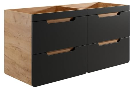 Vente-unique - Meuble sous Vasque Suspendu Coloris Naturel et Anthracite - 120 cm - Aruba